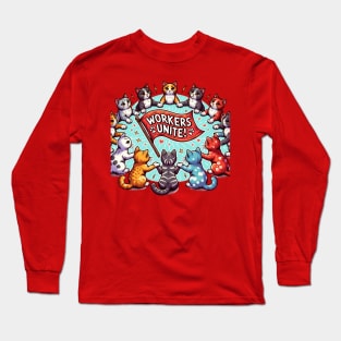 Workers Unite! - Circle of Cats design Long Sleeve T-Shirt